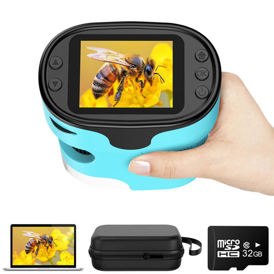 Picture of 1000X Pocket Microscope for Kids - 4K 2.0" Screen, Digital Mini Scope with Slides Kit, Rechargeable Lab Handheld Portable Microscopes for Kids 4-12 Students Teens