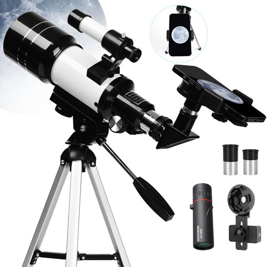Picture of Telescope for Kids, 70mm Aperture (15X-150X) Portable Refractor Telescopes Professional Travel Telescope with Phone Adapter& 2000 * 25 Kids monocular, Astronomy Gifts for Kid