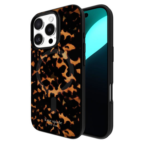 Picture of kate spade new york iPhone 16 Pro Case - Compatible with MagSafe - Designer Phone Case - Tortoise