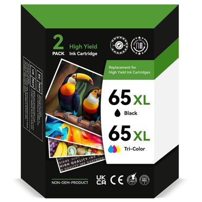 Picture of 65XL Compatible for HP 65 Ink Cartridges Black/Color Combo Pack Work for Deskjet 3755 3752 2652 2600 2622 5070 2655 5000 2640 3700 Envy 5055 Printer (2 Pack)