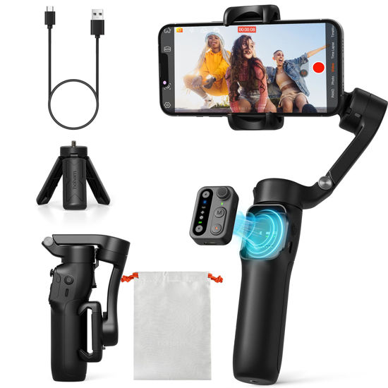 Picture of hohem iSteady X3 SE Gimbal Stabilizer for iPhone, Phone Stabilizer with Detachable Remote Control, Portable Foldable 3-Axis Phone Gimbal for Android & iPhone 16 15 Pro Max, Ideal for Travel Vlogging