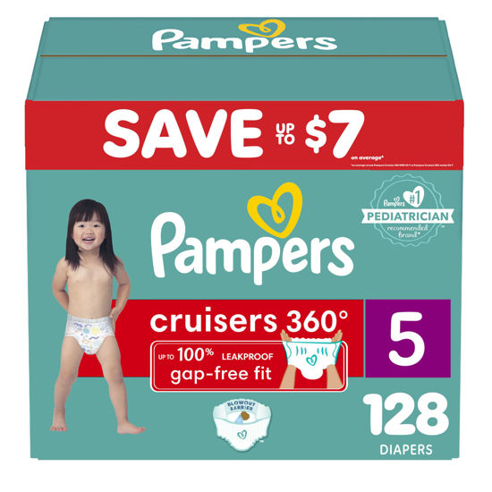 Picture of Pampers Cruisers 360 Diapers - Size 5, One Month Supply (128 Count), Pull-On Disposable Baby Diapers, Gap-Free Fit