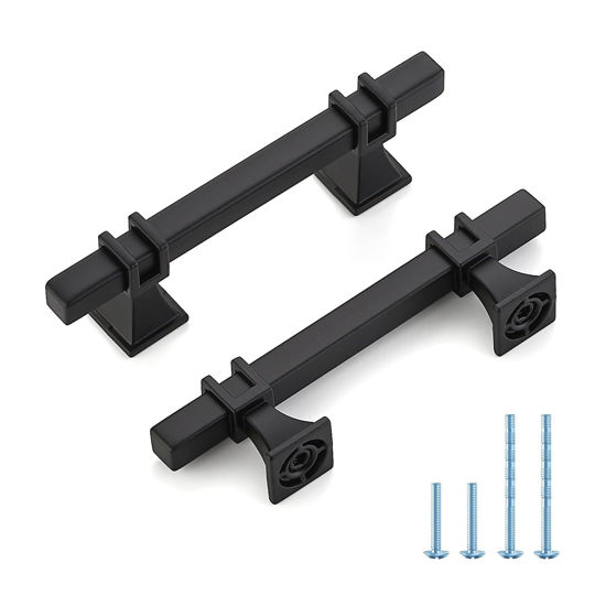 Picture of HOME EDIT 30 Pack 3 inch BlackCabinet Handles Square Zinc-Alloy Pulls for Kitchen Dresser Closet and Bathroom Cabinets Hardware