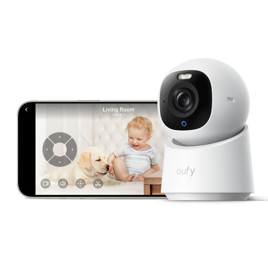 Picture of eufy Indoor Cam E30, Latest Generation, 4K UHD Security Camera, Pet/Dog/Baby Camera with Phone app, Color Night Vision, Human/Pet Auto Tracking, 360 Pan-Tilt, Works with Homekit