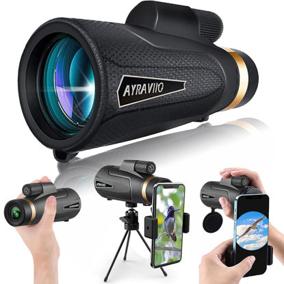 Picture of 12x60 Monocular Telescope with Smartphone Holder & Upgraded Tripod, High Powered SMC & BAK4 Scope, Birthday Gifts for Men Dad Him Husband Teen, White Elephant Gift, Outdoors Survival Hiking Gear