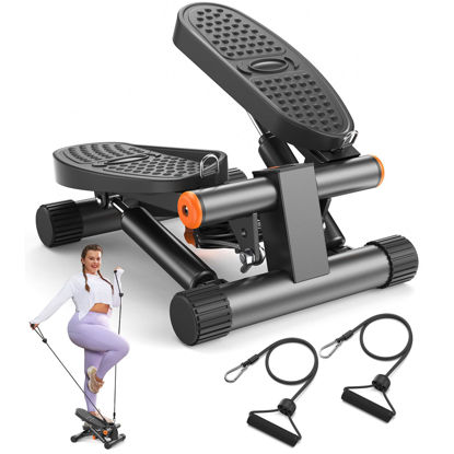 Picture of Niceday Steppers for Exercise, Mini Stair Stepper with Resistance Bands at Home Workout Equipment with 300LBS Loading Capacity, Hydraulic Fitness Stepper with LCD Monitor
