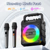 Picture of Karaoke Machine for Adults - Portable Bluetooth Karaoke Speaker with Two Wireless Microphones, PA System Speaker Supports TF Card/USB, AUX in, REC, Bass & Treble for Party/Meeting