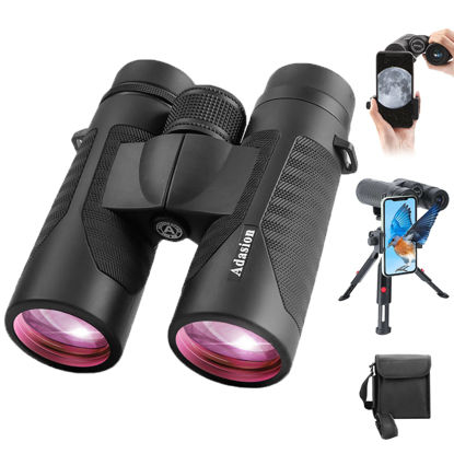 Picture of 12x42 HD Binoculars for Adults High Powered with Phone Adapter and Tripod, Super Bright BAK4 Prism Waterproof Binoculars for Bird Watching Hunting Hiking Safari Travel Sports