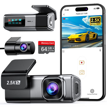 Picture of Navycrest 5G WiFi Dash Cam Front and Rear with 64GB Card, Dash Camera for Cars 2.5K/1440p Front and 1080P Rear, Dashcams for Cars Loop Recording, Gravity Sensor, 24Hours Parking Mode, Silver
