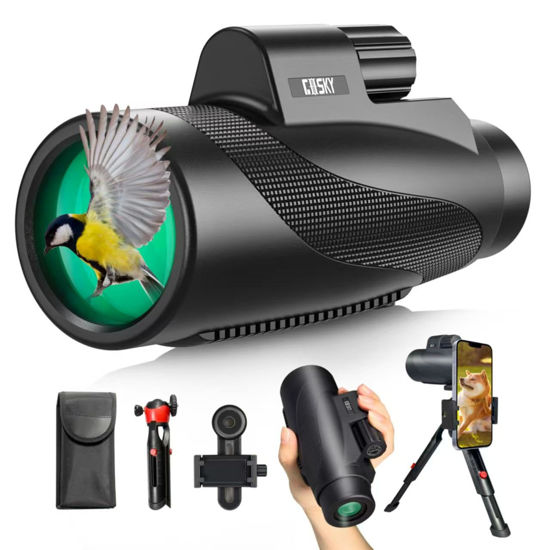 Picture of Goksy 15x52 HD Monocular for Adults High Powered with Phone Adapter and Tripod, Monocular Compact with BAK4 Prism & FMC Lens, Monoculars for Hunting, Bird Watching, Hiking,Traveling