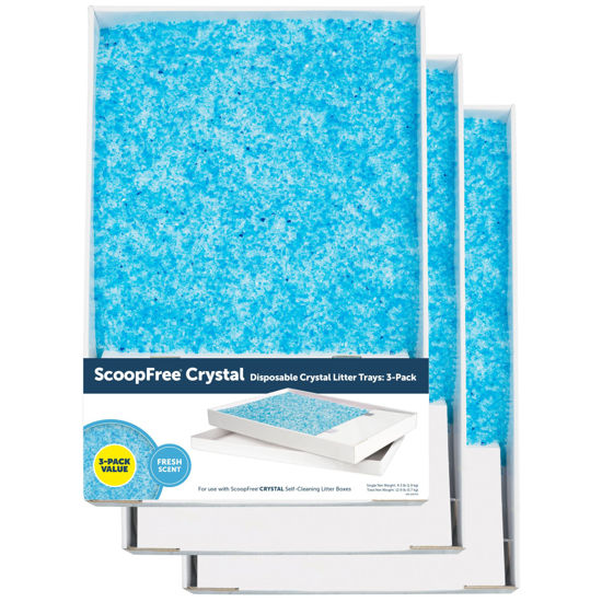 Picture of PetSafe ScoopFree Crystal Cat Litter Tray Refills (3-Pack), Compatible with ScoopFree Crystal Litter Boxes, Rapid Odor Elimination, Leak Protection, Fresh Scent