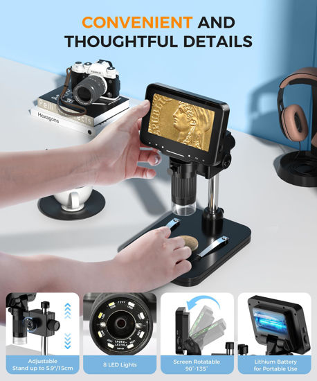 GetUSCart- LCD Digital Microscope,4.3 Inch 1080P 10 Megapixels,10MP ...