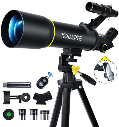 Picture of Telescope, 70mm Aperture 400mm AZ Mount Astronomical Refracting Telescopes (20x-200x) for Kids & Adults, Portable Travel with Tripod Phone Adapter, Remote Control, Easy to Use, Black