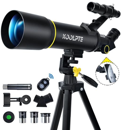 Picture of Telescope, 70mm Aperture 400mm AZ Mount Astronomical Refracting Telescopes (20x-200x) for Kids & Adults, Portable Travel with Tripod Phone Adapter, Remote Control, Easy to Use, Black