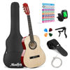 Picture of Moukey 36" Acoustic Guitar for Beginners Kids Youth 3/4 Size Dreadnought Travel Guitarra Acustica Kit with Chord Poster, Gig Bag, Tuner, Picks, Nylon Strings, Capo, Strap - Natural