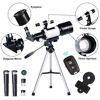 Picture of Telescope for Adults & Kids, 70mm Aperture Refractor (15X-150X) Portable Travel Telescope with Phone Adapter & Wireless Remote, Astronomy Beginners Gifts, Black