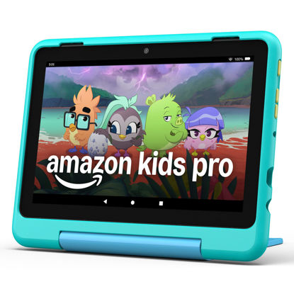 Picture of New Amazon Fire HD 8 Kids Pro tablet, ages 6-12. Bright 8" HD screen, includes ad-free content, parental controls, 13-hr battery, slim case for older kids, 32GB, Discovery (2024 release)