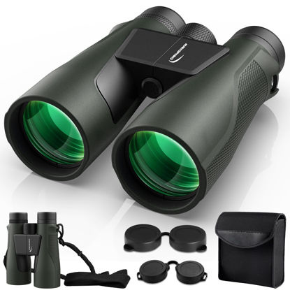 Picture of 15x56 Binoculars for Adults High Powered - Aurosports HD Large View Binoculars with Clear Low Light Vision - Lightweight Easy Focus Binoculars Bird Watching Hunting Hiking Cruise Travel - Green