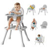 Picture of 6 in 1 Baby High Chair for Babies and Toddlers, Booster Seat, Kids Learning Table & Chair (Grey)