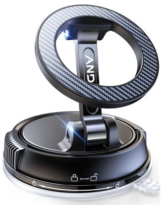 Picture of Car Phone Holder for Magsafe [78+LBS Strongest Suction & 2400gf Strongest Magnetic] 360° Adjustable Car Phone Mount, Cell Phone Holders for Your Car for All Smartphones & All Car Models (Carbon Fiber)
