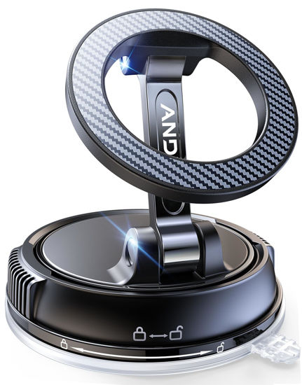 Picture of Car Phone Holder for Magsafe [78+LBS Strongest Suction & 2400gf Strongest Magnetic] 360° Adjustable Car Phone Mount, Cell Phone Holders for Your Car for All Smartphones & All Car Models (Carbon Fiber)