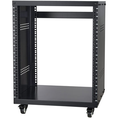 Picture of VEVOR 12U AV Rack Stand with Caster Wheels, Component Rack Cabinet Recording Studio Racks, Removable Side Panels, Universal Network Server Case, Special Vents for 19'' Audio Video Rack Mounting