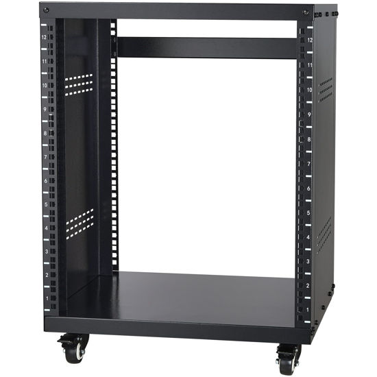 Picture of VEVOR 12U AV Rack Stand with Caster Wheels, Component Rack Cabinet Recording Studio Racks, Removable Side Panels, Universal Network Server Case, Special Vents for 19'' Audio Video Rack Mounting