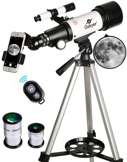 Picture of Gskyer Telescope, 70mm Aperture 400mm AZ Mount Astronomical Refracting Telescope for Kids Beginners - Travel Telescope with Carry Bag, Phone Adapter and Wireless Remote.