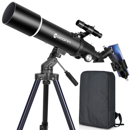 Picture of Telescopes for Adults Astronomy, 80mm Aperture 600mm Refractor Telescope for Beginners, Compact and Portable Travel Telescopio with Backpack