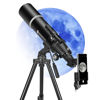 Picture of Telescopes for Adults Astronomy, 80mm Aperture 600mm Refractor Telescope for Beginners, Compact and Portable Travel Telescopio with Backpack