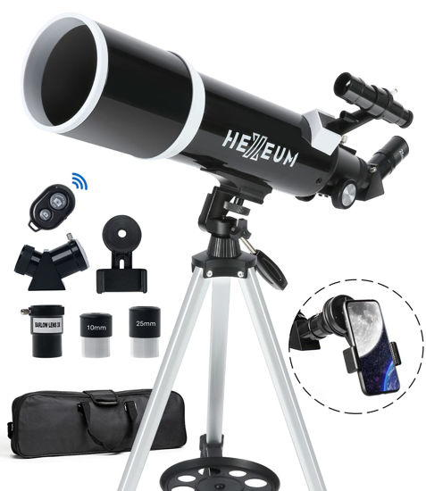 Picture of Telescope for Adults & Beginner Astronomers - 80mm Aperture 600mm Fully Multi-Coated High Transmission Coatings with AZ Mount Tripod Phone Adapter, Carrying Bag, Wireless Control.