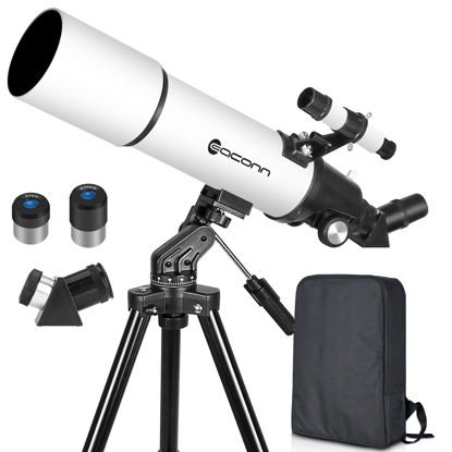 Picture of Telescopes for Adults Astronomy, 80mm Aperture 600mm Refractor Telescope for Kids & Beginners, Compact and Portable Travel Telescopio with Backpack