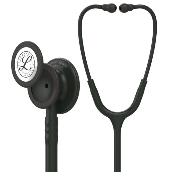 Picture of 3M Littmann Classic III Monitoring Stethoscope, 5803, More Than 2X as Loud* and Weighs Less**, Stainless Steel Black-Finish Chestpiece, 27" Black Tube, Stem and Headset