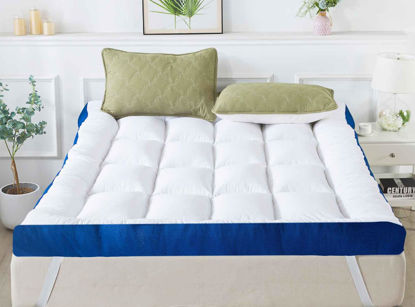 Picture of WhatsBedding 5 Inch Memory Foam Queen Mattress Topper 100% Cotton Top, Filled with Breathable & Soft Memory Foam Pillow Top,4 Elastic Straps, 80x60x5 Inch, Queen