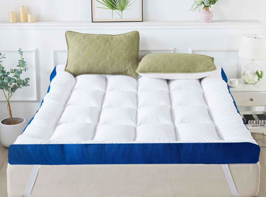 Picture of WhatsBedding 5 Inch Memory Foam Queen Mattress Topper 100% Cotton Top, Filled with Breathable & Soft Memory Foam Pillow Top,4 Elastic Straps, 80x60x5 Inch, Queen