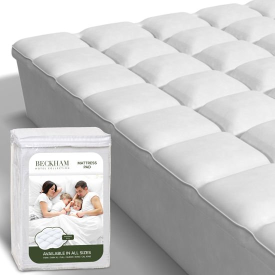 Picture of Beckham Hotel Collection King Size Hybrid Mattress Protector & Pad - Extra Padded, Thick, Plush, & Fitted Mattress Topper for Bed - Quilted Pillow Top Mattress Cover