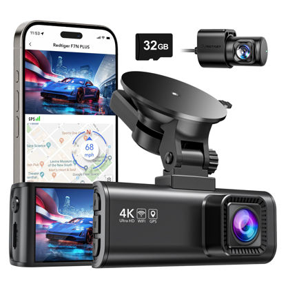 Picture of REDTIGER Dash Cam Front Rear, 4K/2.5K Full HD Dash Camera for Cars, Included 32GB Card, Built-in Wi-Fi GPS, 3.16” IPS Screen, Night Vision, 170°Wide Angle, WDR, 24H Parking Mode(F7NP)