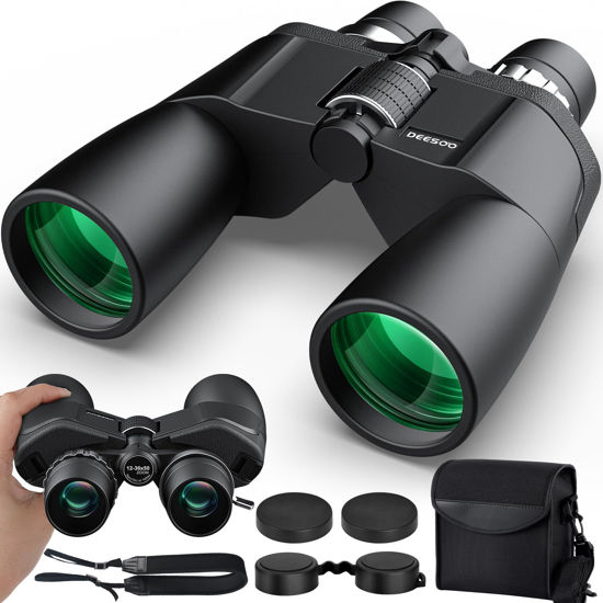 Picture of Deesoo 12-36x50 HD Binoculars for Adults - High Powered Binoculars with Clear Low Light Vision for Bird Watching - Zoom Binoculars with Large View for Hunting Cruise Ship Travel Hiking Opera