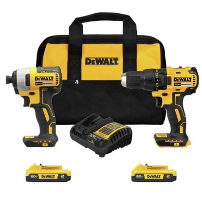 Picture of DEWALT 20V MAX Cordless Drill, Impact Driver, 2-Tool Power Tool Combo Kit, Brushless Power Tool Set with 2 Batteries and Charger Included (DCK277D2)