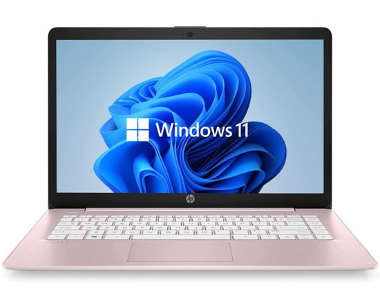 Picture of HP 14" HD Laptop, Windows 11, Intel Celeron Dual-Core Processor Up to 2.60GHz, 4GB RAM, 64GB SSD, Webcam, Dale Pink (Renewed)