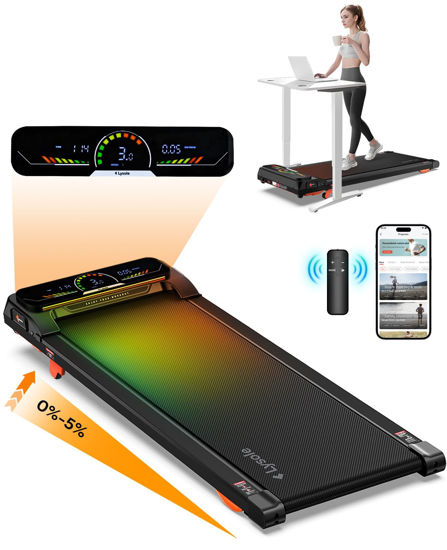 Picture of Lysole Walking Pad Treadmill with Incline,Treadmills for Home and Office,340 Lb Capacity,4 in 1 Portable Under Desk Treadmill with APP and Remote Control,Large LED Display