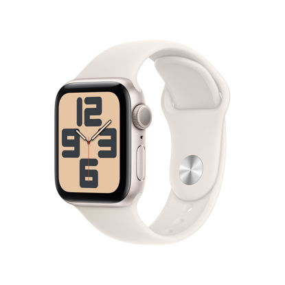 Picture of Apple Watch SE (2nd Gen) [GPS 40mm] Smartwatch with Starlight Aluminium Case with Starlight Sport Band S/M. Fitness and Sleep Trackers, Crash Detection, Heart Rate Monitor, Retina Display
