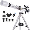 Picture of Telescope 90mm Aperture 900mm - Vertisteel AZ Mount Base, High Precision Adjustment, Magnification 45-450x, Wireless Remote, Phone Adapter - Ideal for Astronomy Enthusiasts and Beginners (White)
