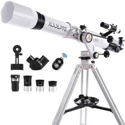 Picture of Telescope 90mm Aperture 900mm - Vertisteel AZ Mount Base, High Precision Adjustment, Magnification 45-450x, Wireless Remote, Phone Adapter - Ideal for Astronomy Enthusiasts and Beginners (White)