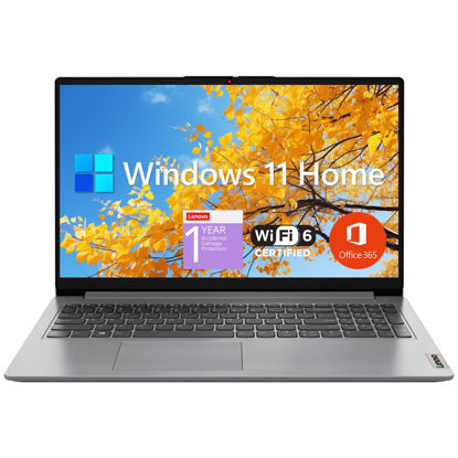 Picture of Lenovo IdeaPad 1 Student Laptop, 15.6" FHD Display, Intel Dual Core Processor, 12GB RAM, 512GB SSD + 128GB eMMC, 1 Year Office 365, Wi-Fi 6, Webcam, Bluetooth, SD Card Reader, Windows 11 Home, Grey