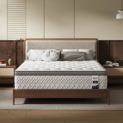 Picture of SLEEP100 Queen Mattress 12 Inch, 5-Zone Deep Sleep Firm Mattress with Extra Lumbar & Shoulder Support, Hotel Collection Hybrid Mattress Pain Relief - Fiberglass Free - No Odor - 365 Night Trial