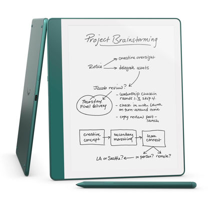 Picture of New Amazon Kindle Scribe (64GB) - Redesigned display with uniform borders. Now write directly on books and documents. With built-in notebook summarization. Includes Premium Pen - Metallic Jade