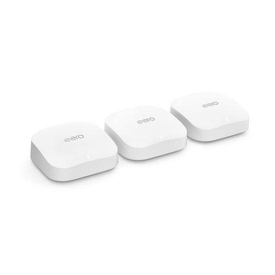 Picture of Amazon eero Pro 6E mesh wifi system (newest model) - Supports internet plans up to 2.5 Gbps, Coverage up to 6,000 sq. ft., Connect 100+ devices, 3-pack