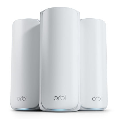 Picture of NETGEAR Orbi 770 Series Tri-Band WiFi 7 Mesh Network System (RBE773) - Router + 2 Satellite Extenders, Security Features, Up to 11Gbps, Covers up to 8,000 sq. ft., 100 Devices, 2.5 Gig Internet Port