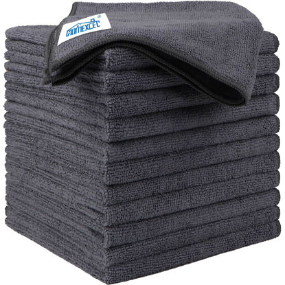 Picture of HOMEXCEL Grey Microfiber Cleaning Cloths 12 Pack, 12.5 x 12.5 inch Microfiber Towel for Cars, Ultra Absorbent Car Washing Cloth, Lint Free Streak Free Cleaning Rags for Car, Kitchen, and Window